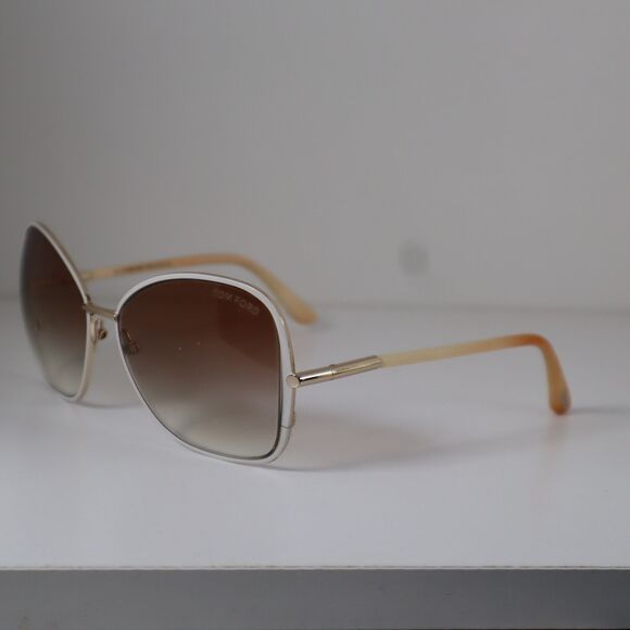 TOM FORD TF 319 32F SOLANGE Gold White Oversized Sunglasses 61-15-130mm